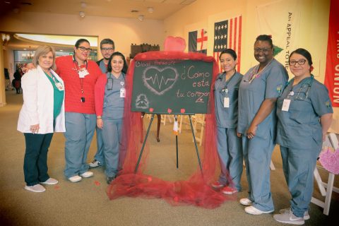The American Heart Association provided resources in Spanish and English, and the Community Enhancement Services College in Burbank provided free blood pressure screening, coordinated by Hilda Carranza. Photo by Karina Camacho