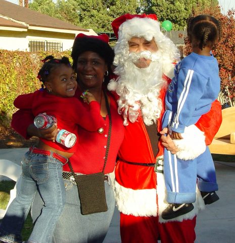 Bey was invited to be the first Caucasian Santa Claus in the Watts community’s Nickerson Gardens Christmas party for children. Photo provided by Harry Bey