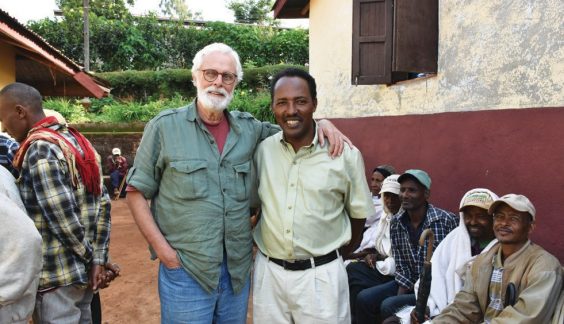 Larry Thomas, M.D., (left) and Samuel Bora, M.D., (right) at an eye camp in western Ethiopia.