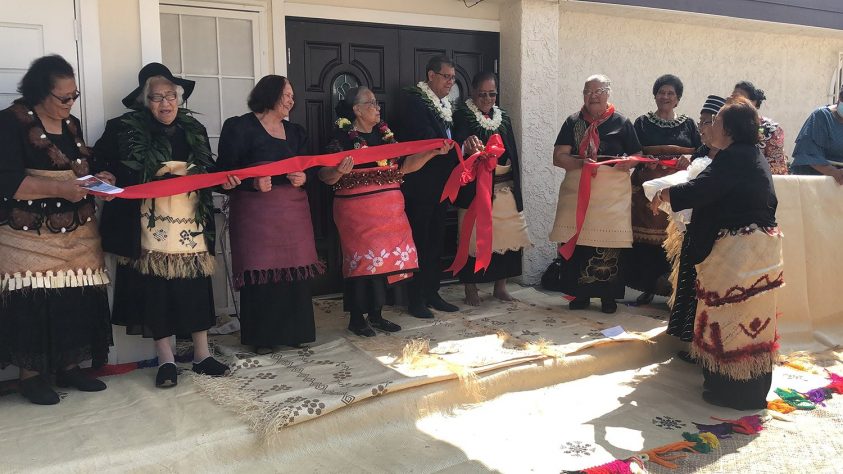 Salazar and Pastor Vunileva cut the ribbon to the new sanctuary.