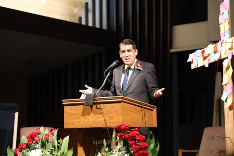 Del Pozo begins the celebratory weekend with a message at Friday night vespers.