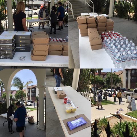 GCC works with other congregations in Glendale to prepare healthy lunches on Sunday afternoon for homeless members of the community. Pictured is a Sunday to-go lunch from May 2020.