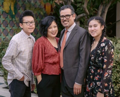 Chan is pictured with his wife, Virna, and children, Jordan and Cassidy.