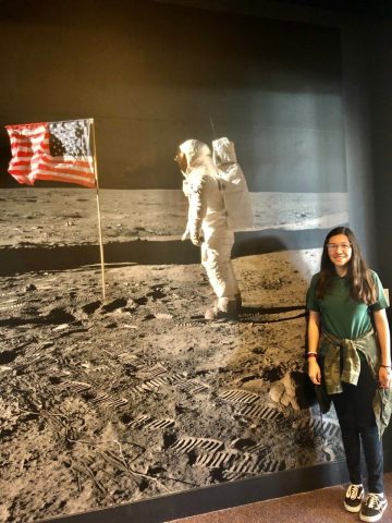 Students saw the landing of Apollo 11 on the moon in the IMAX theater at the California Science Center and later saw Apollo 11 equipment at the Nixon Library.