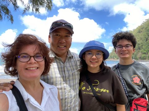 Jennifer Lew (left), Conejo Adventist Elementary School principal, pictured here with her family, was the 2020 recipient of the Principal’s Retention Fund Hawaii trip.