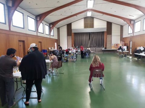 Whittier church adheres to social distancing guidelines with designated areas more than six feet apart and approximately 10 donors allowed inside the gym at a time.