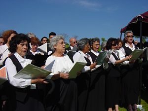 Narváez pictured singing with the Lincoln Heights Spanish church choir. Narváez sang in the choir well into her 90s, often accompanying them with her cello.
