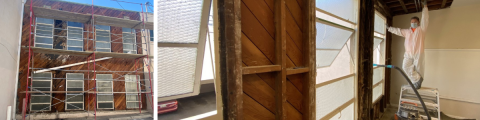 Water damage prompted repair work such as replacing wood, treating mold, and a roof redesign. Although
renovations are not yet complete, the church community continues to trust God through the process.