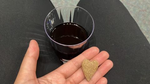 The heart-shaped bread during Friday night communion reminds participants of God’s love for them.