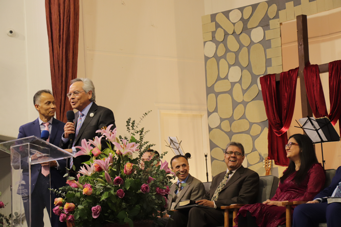 Hector (left) and Armando (right) share a brief history of the congregation.