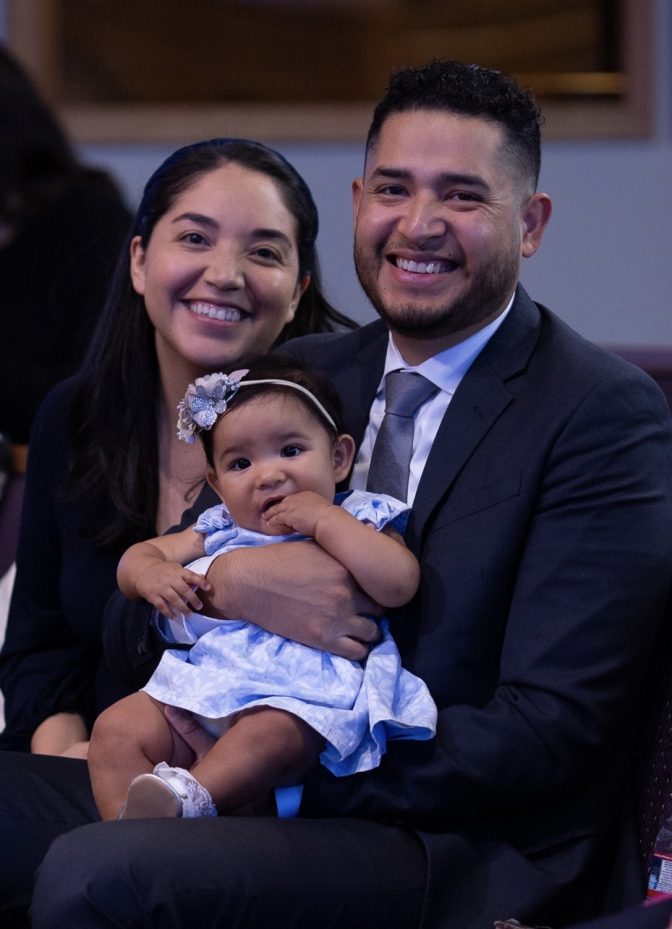 Villanueva with his wife, Areli, and daughter, Adeline.