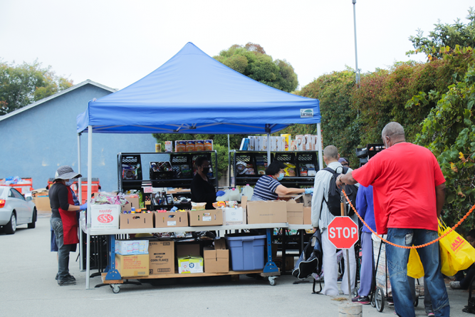 There is a special spot for walk-ups, where seniors from the community can visit and shop for free food items.