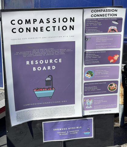The Compassion Connection resource board provides guests with additional services in Hollywood.